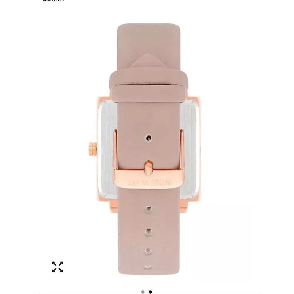 NWT nib women’s tan & gold leather square analog large dial Nine West watch